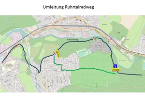 Karte der Umleitung des Ruhrtalradweges